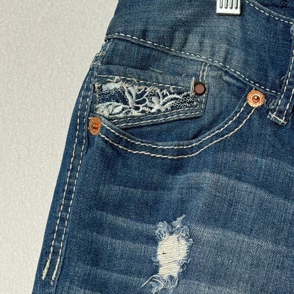 Ariya Bootcut Jeans Women Sz 13/14 Stretch Stitch Flap Distressed Western Grunge - Picture 14 of 16